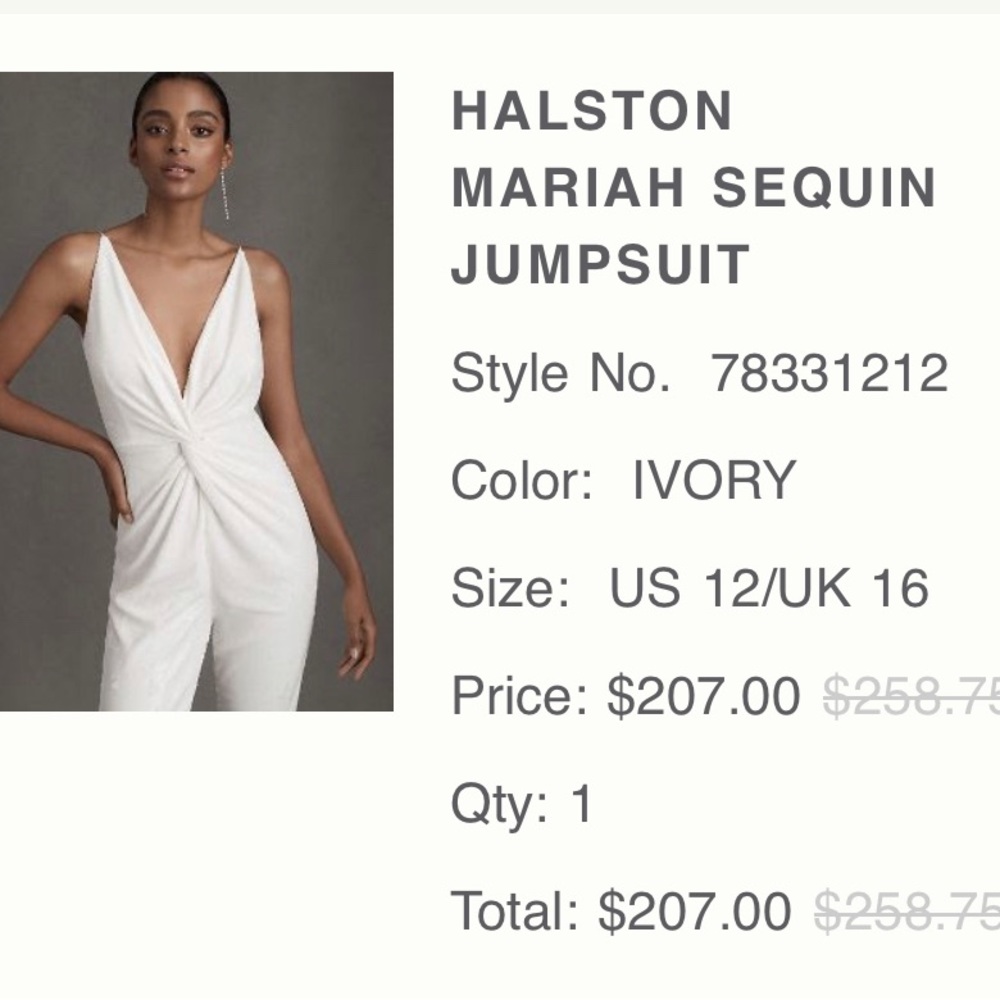 NWT WHITE Mariah Sequin Jumpsuit by Halston